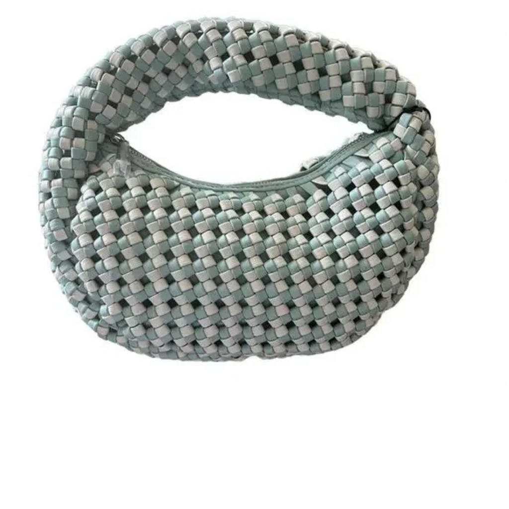 Sincerely Jules Woven Blue And White Bag